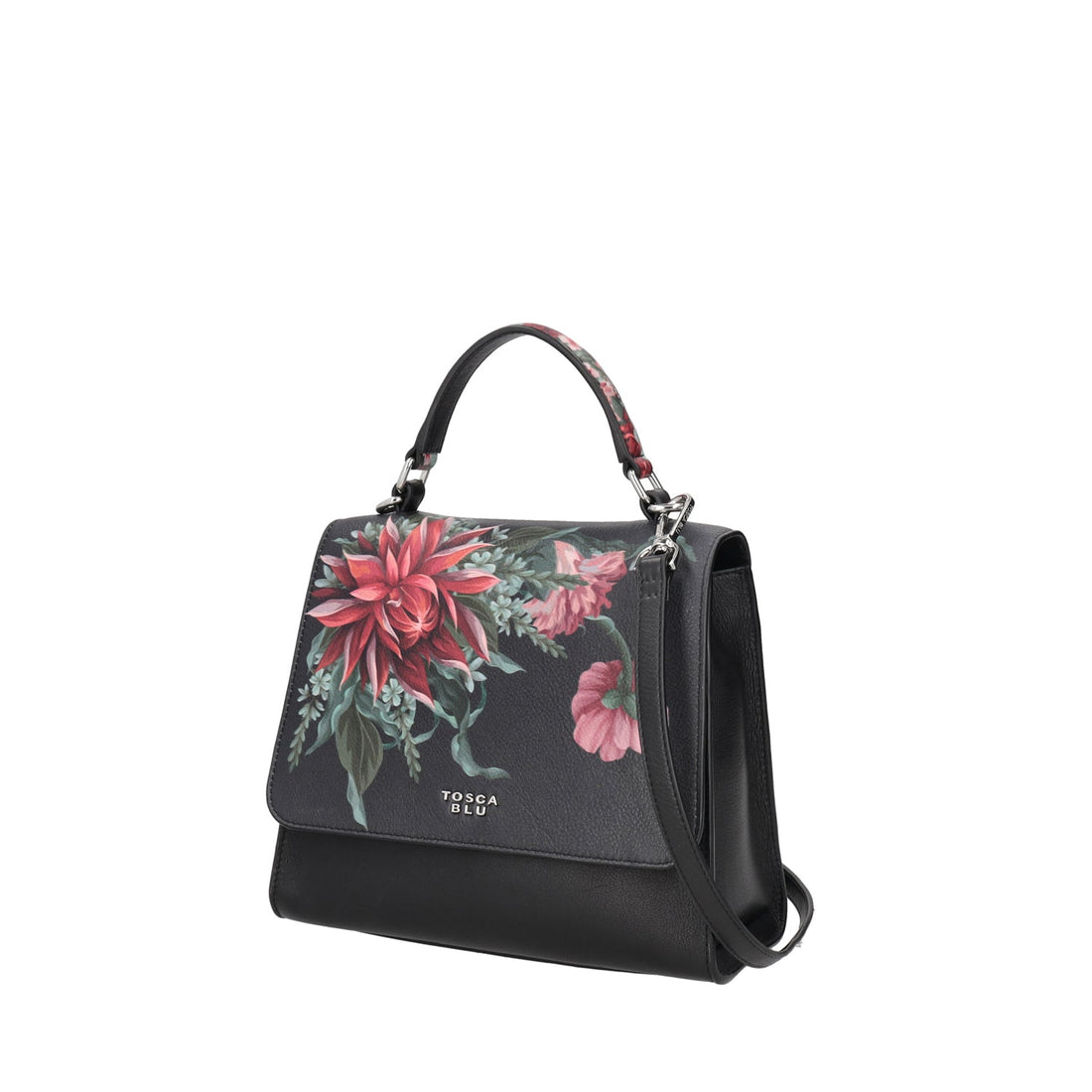 black audrey printed handbag