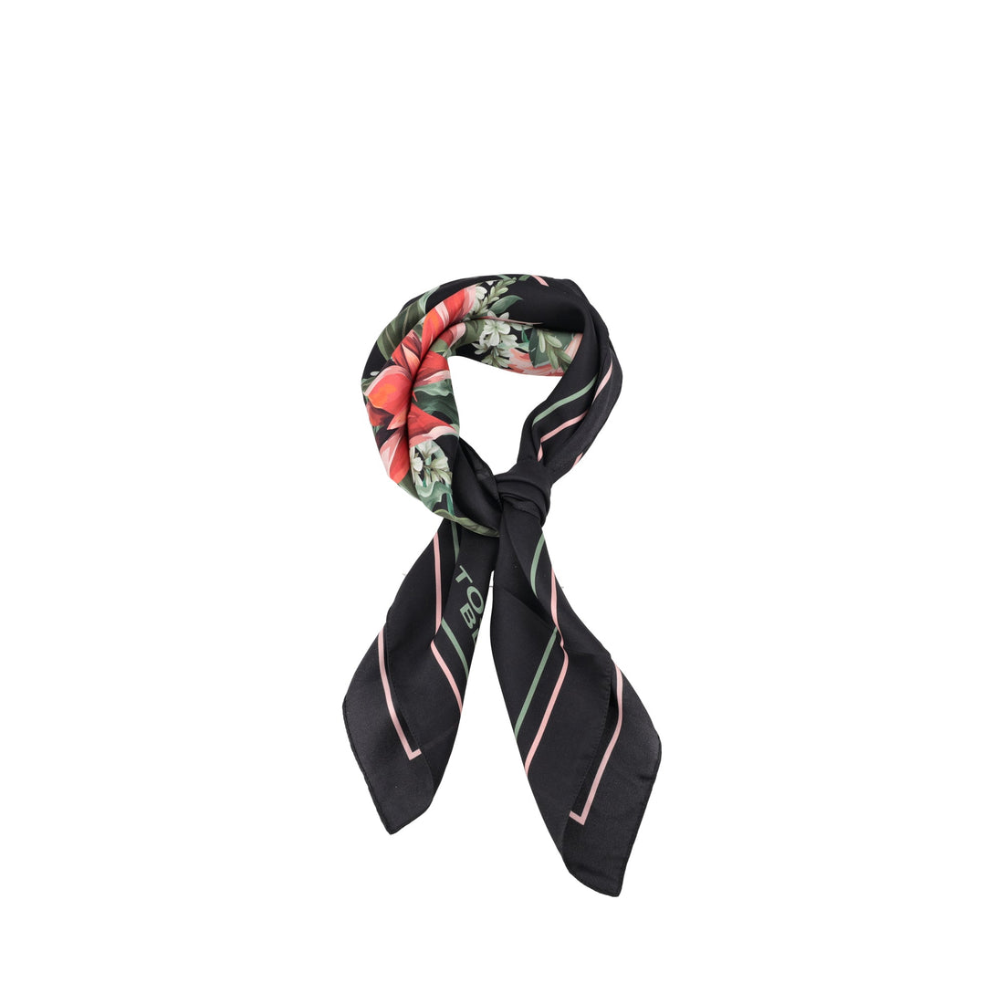 Foulard Audrey in seta con stampa floreale colore nero