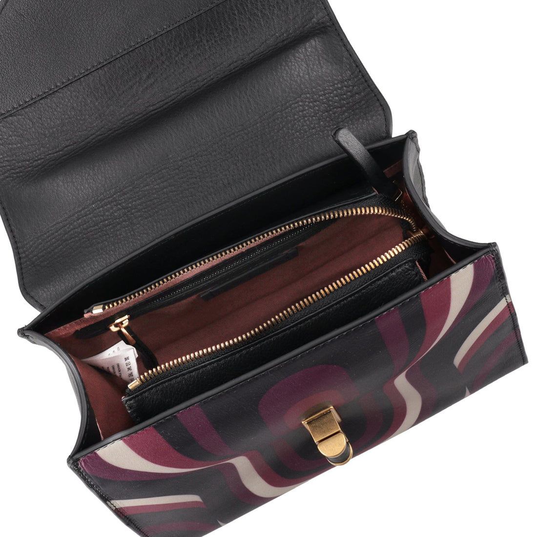 bordeaux grace medium handbag with geometric print