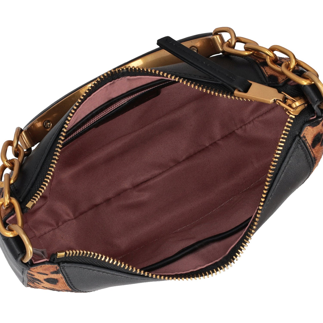 black madison shoulder bag with animal print