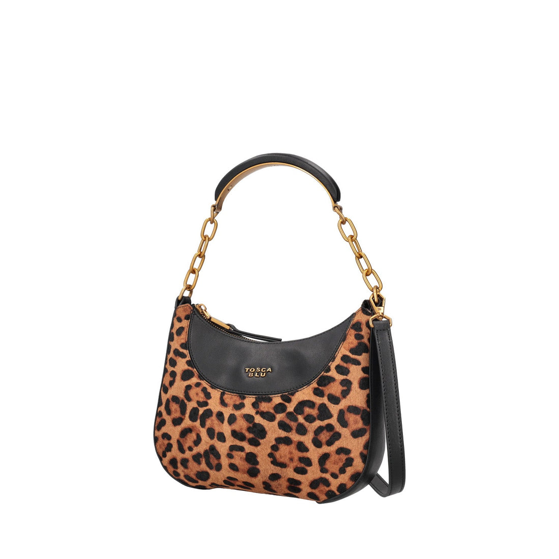 black madison shoulder bag with animal print