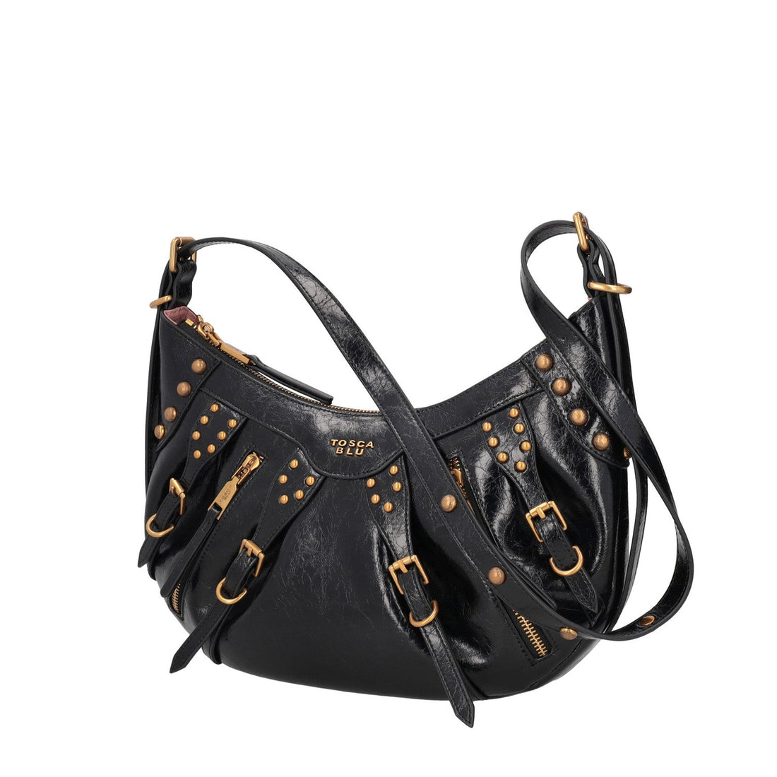 black shirley studded shoulder bag