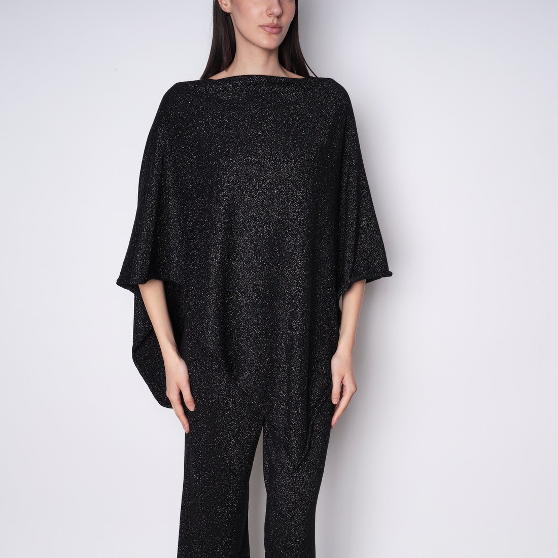 Black/Silver Knitted poncho