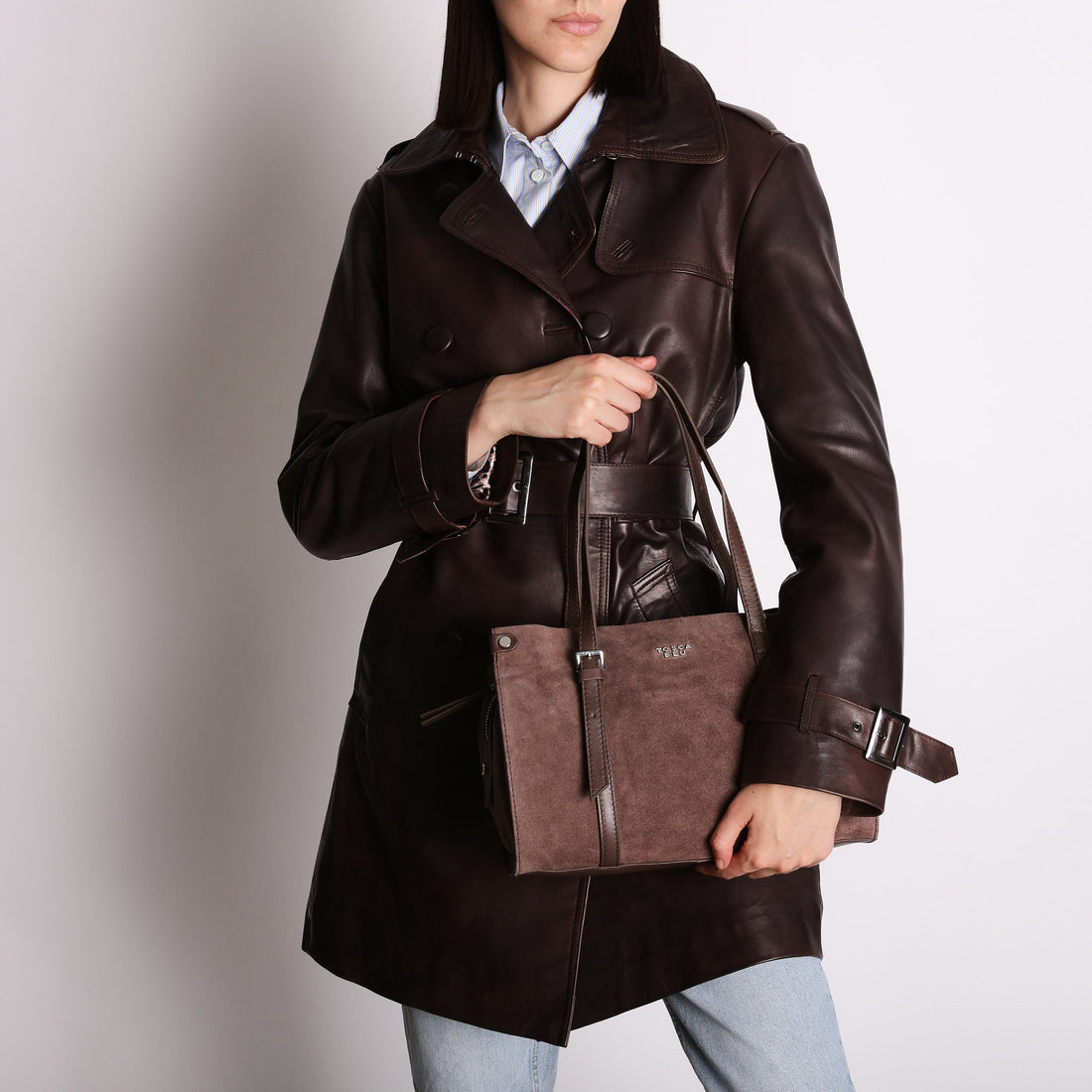 dark brown brooke medium shopping bag