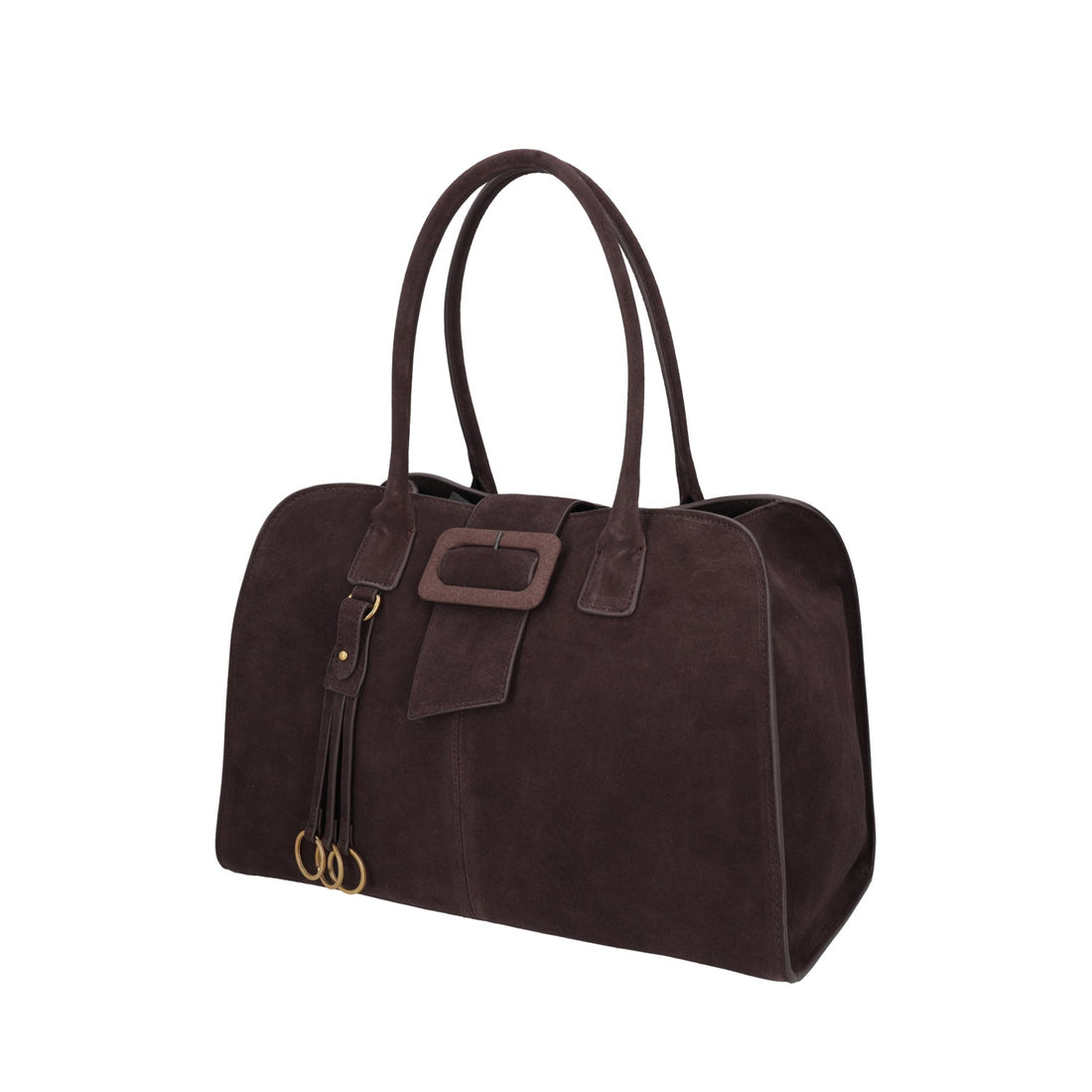 dark brown rachel shopping bag in suede