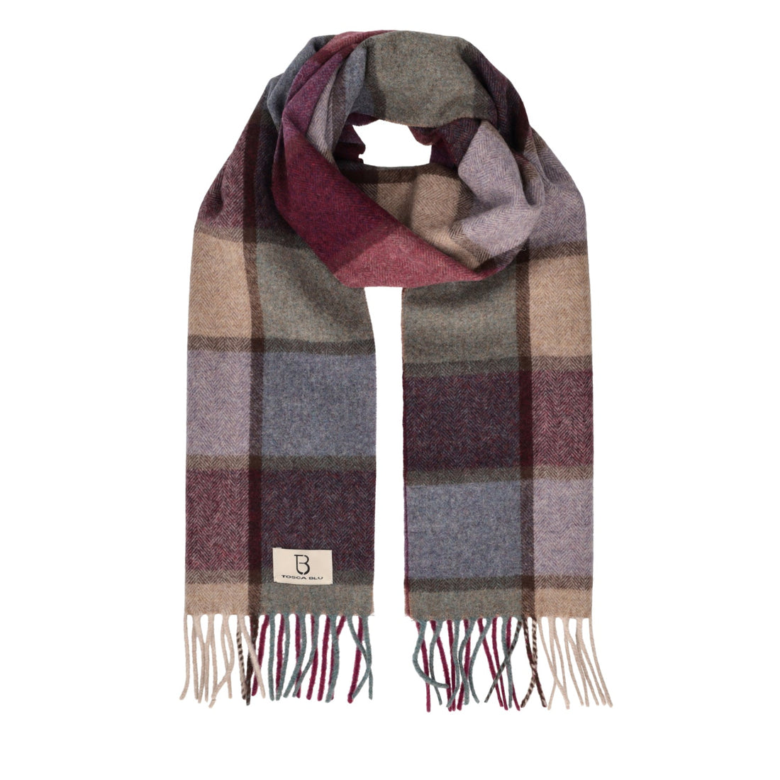bordeaux checked wool scarf