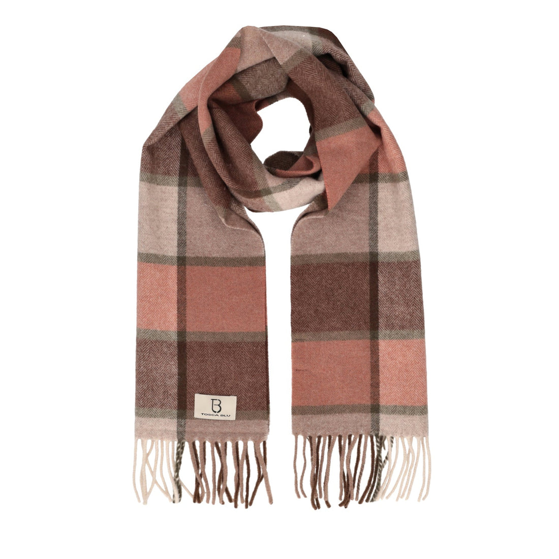 brown checked wool scarf