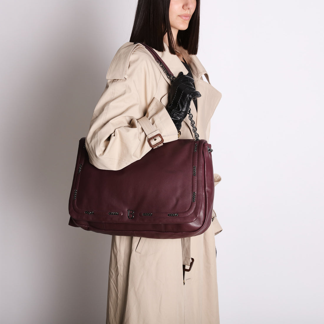 bordeaux amy maxi shoulder bag with flap