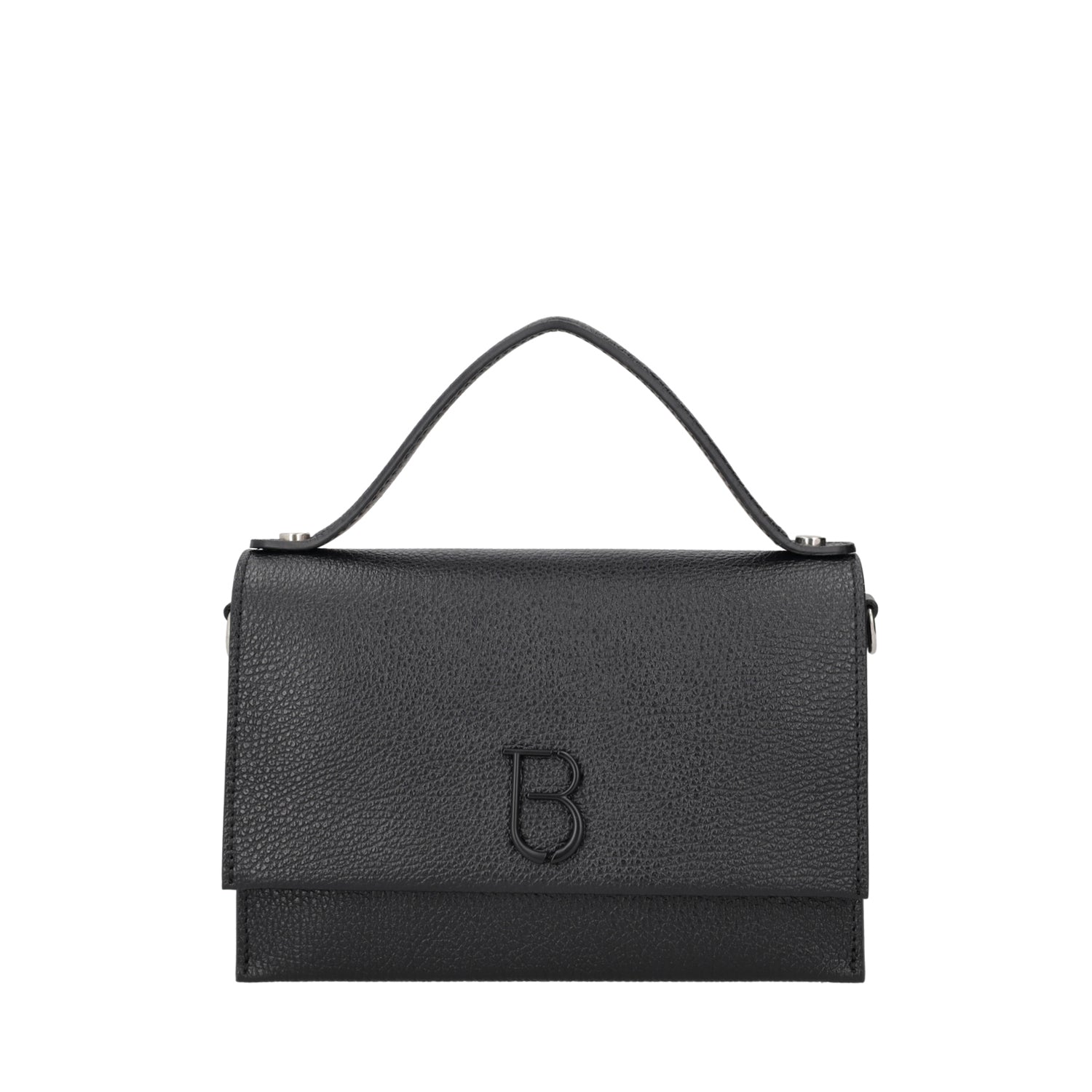 BLACK NARCISO HAND BAG IN LEATHER WITH SHOULDER STRAP