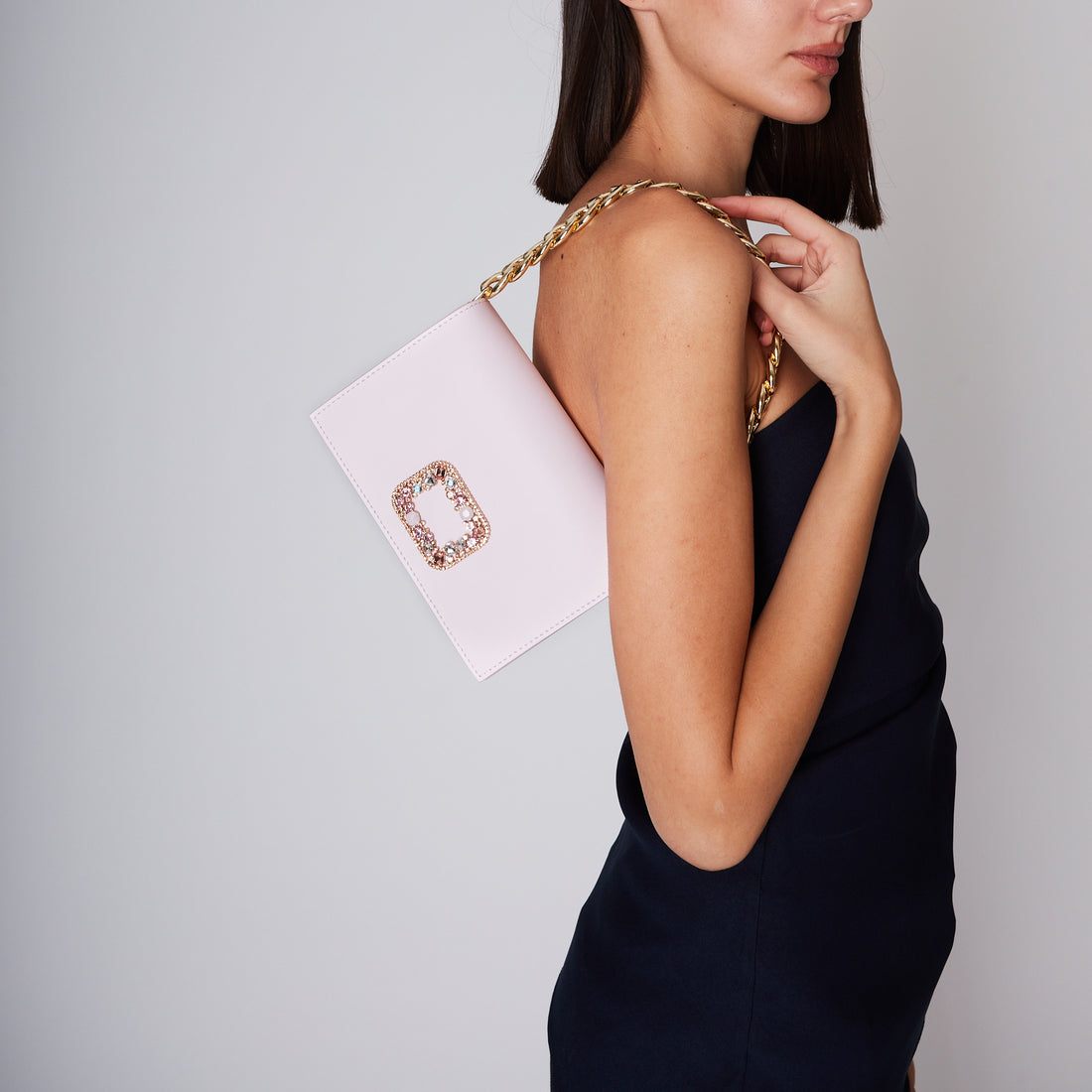 Pink Denise Crossbody Bag With Jewel Accessory
