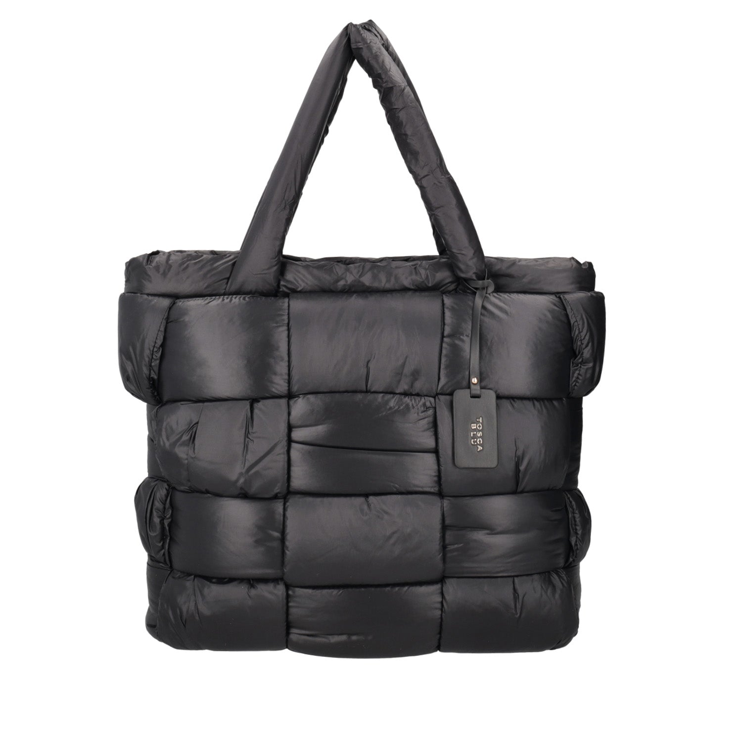 BLACK QUILTED “SHARON” SHOPPING BAG