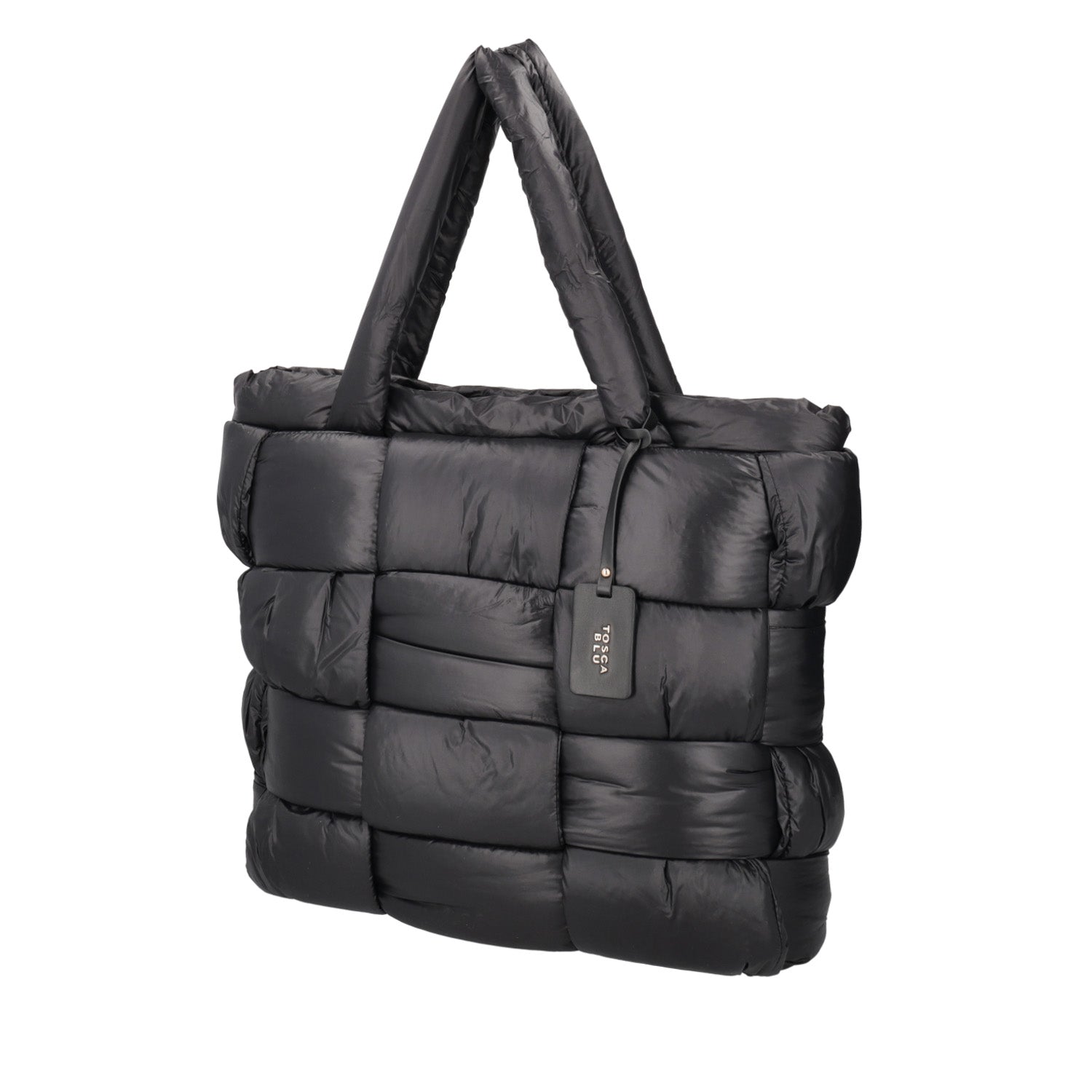 BLACK QUILTED “SHARON” SHOPPING BAG