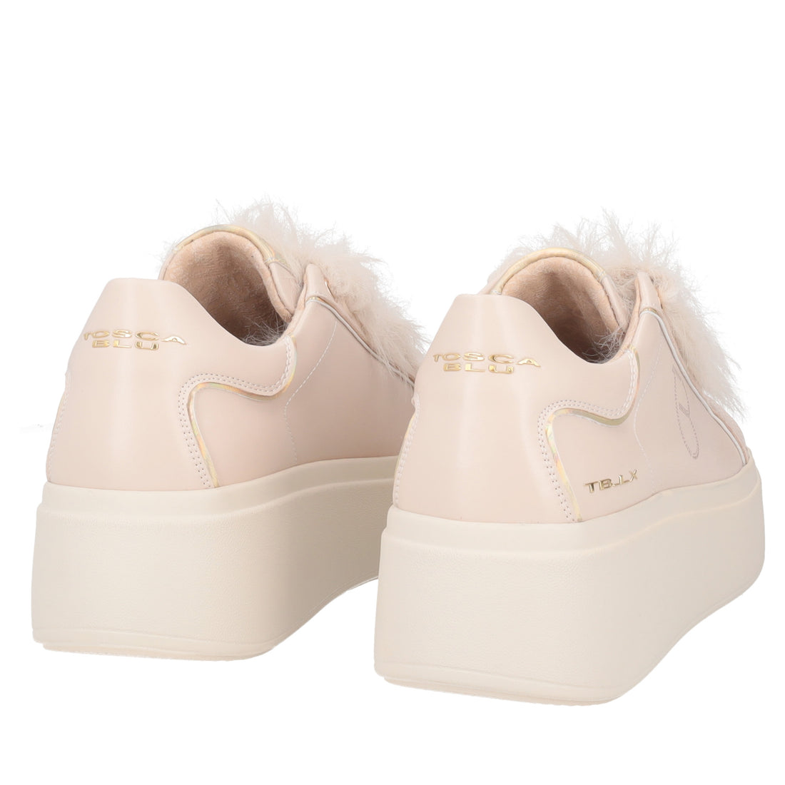 Nude Dazzling sneaker with pearls and plumage