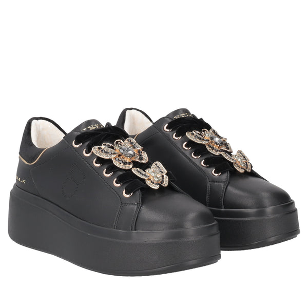 Black Dazzling sneaker with jewel butterflies