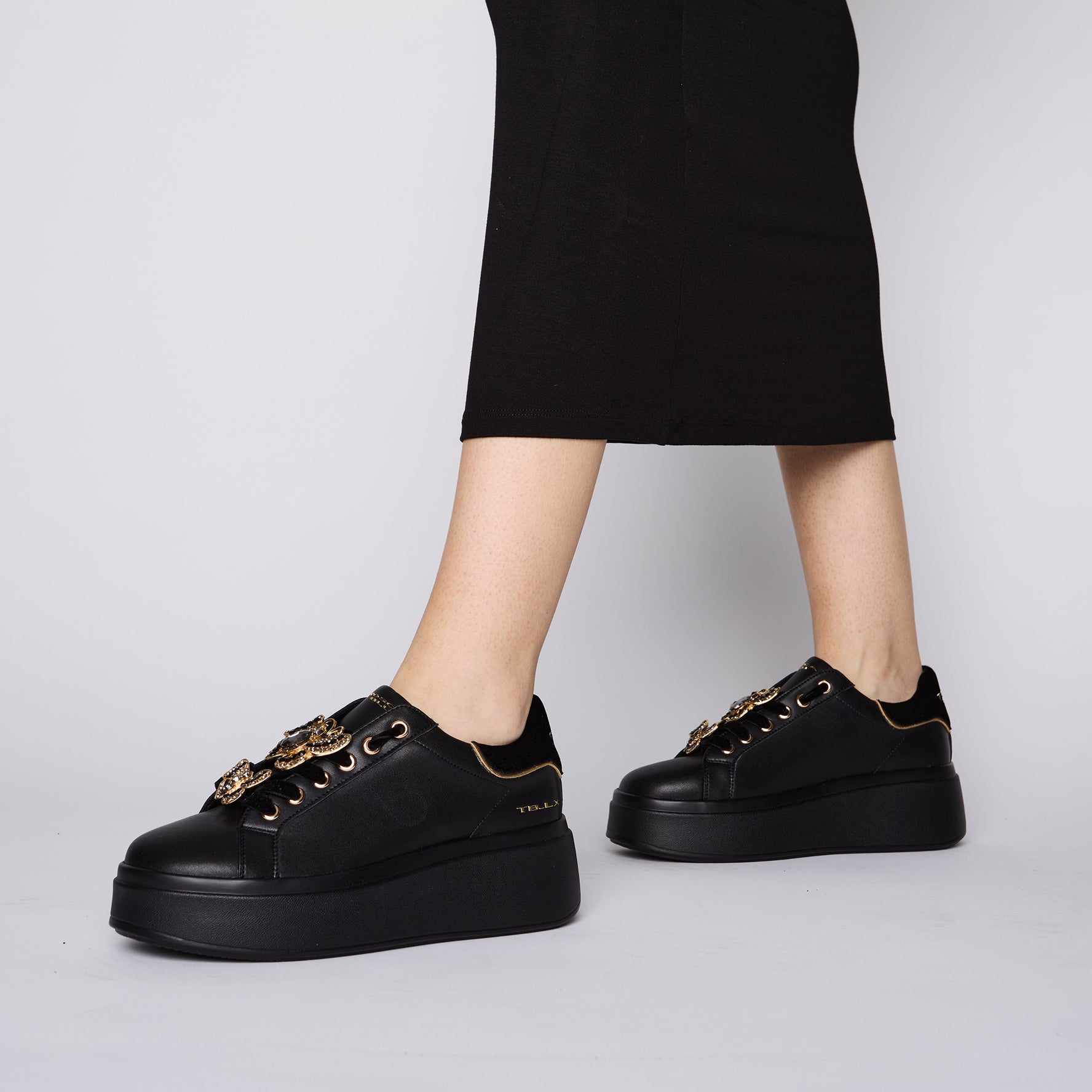 Black Dazzling sneaker with jewel butterflies