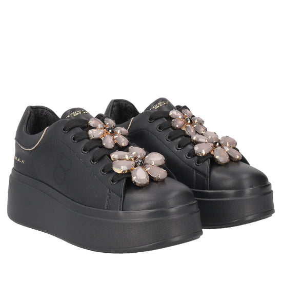 Black Dazzling sneaker with maxi flowers - Main Image