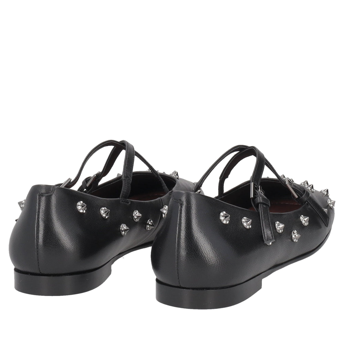 black arielle leather ballerina with studs
