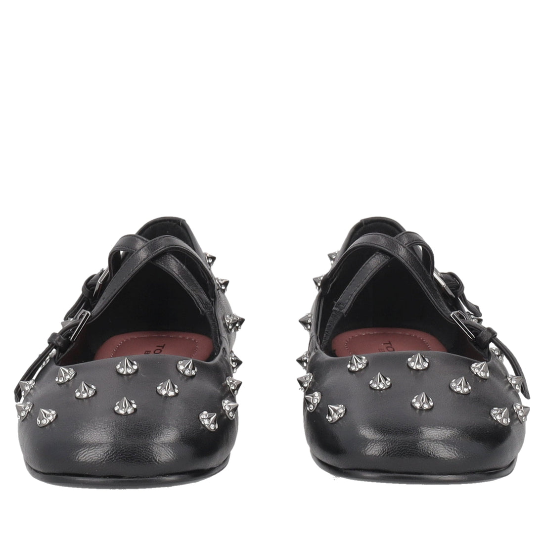 black arielle leather ballerina with studs