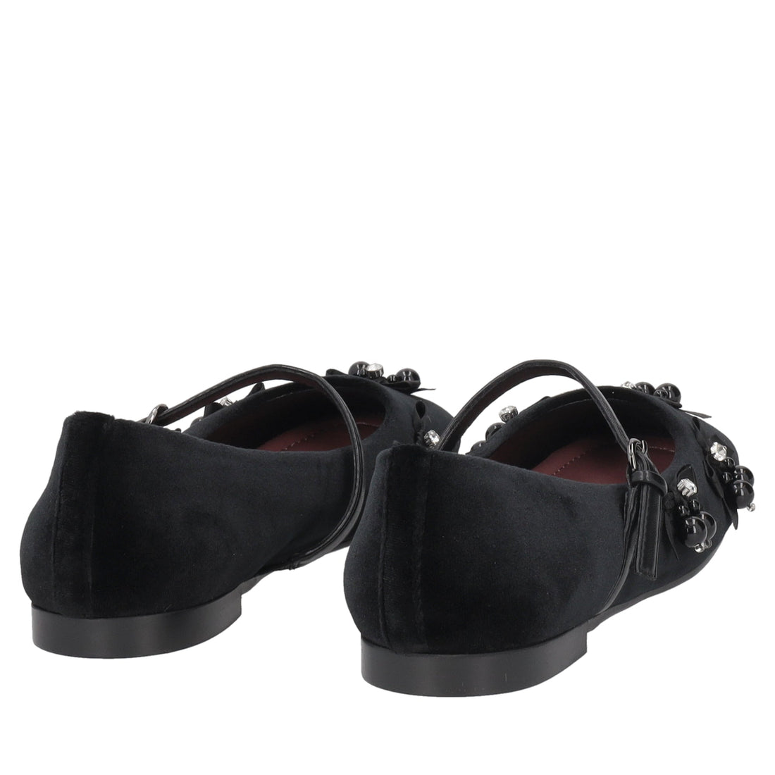 black arielle velvet ballerina with pearls