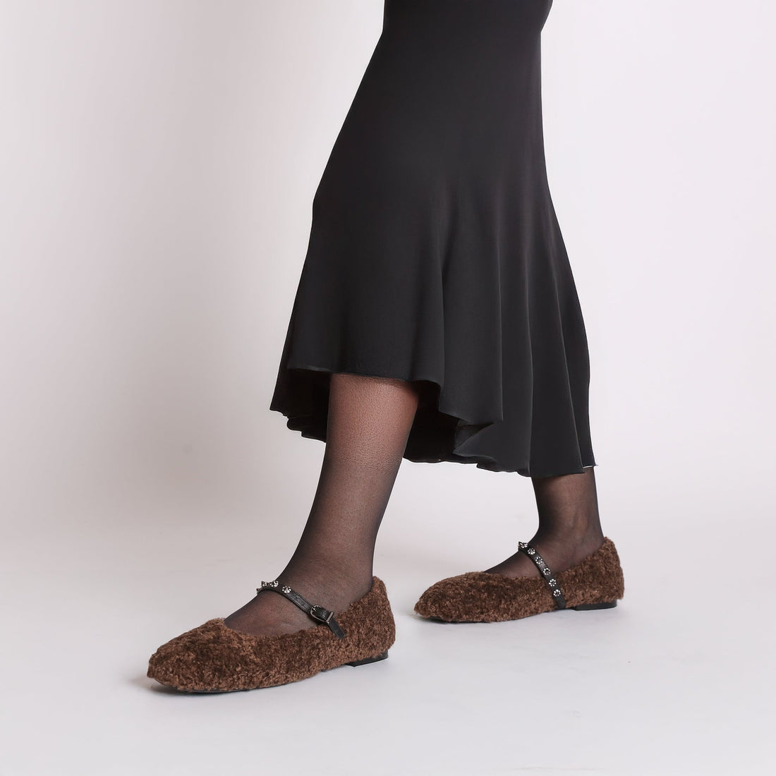 dark brown arielle fabric ballerina