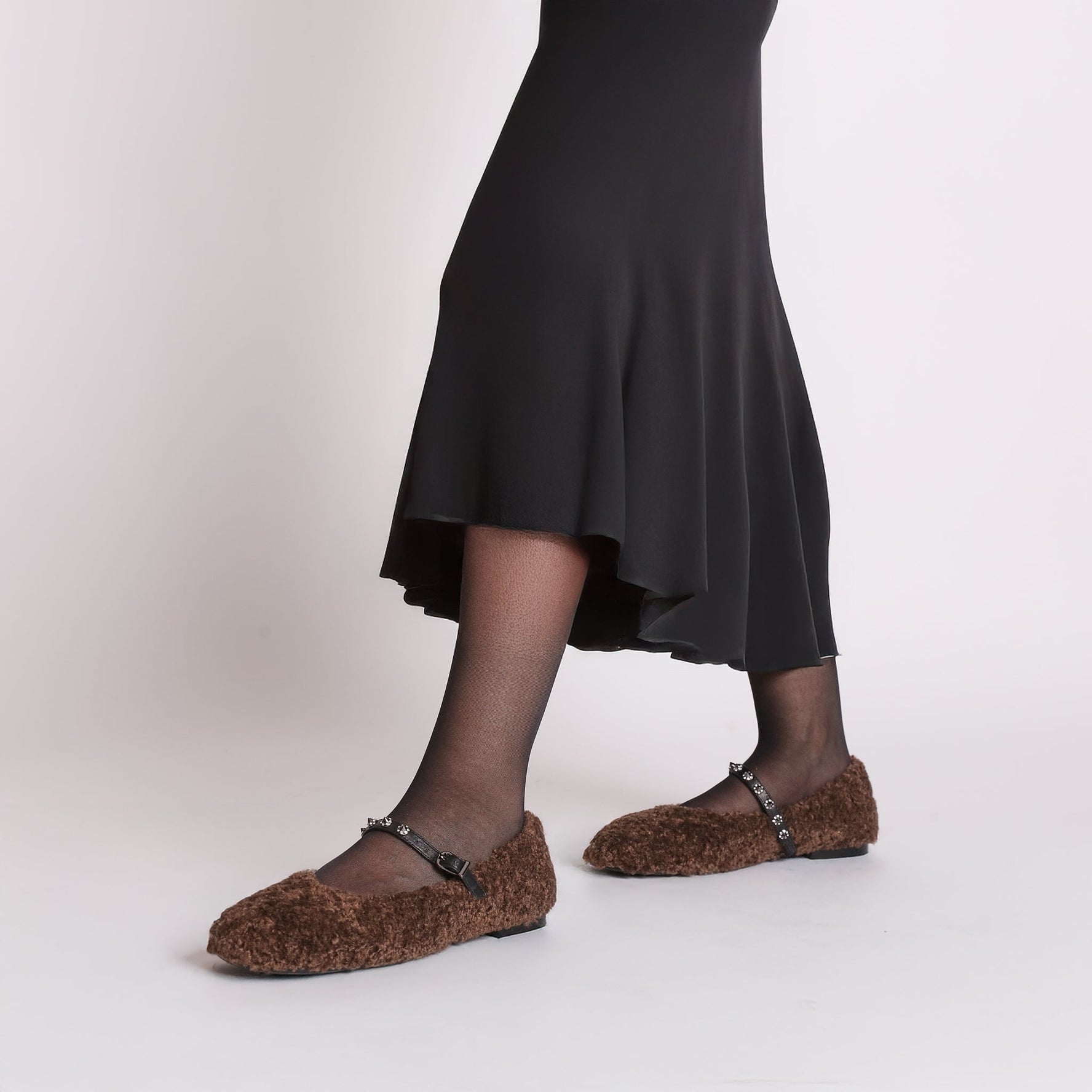 dark brown arielle fabric ballerina