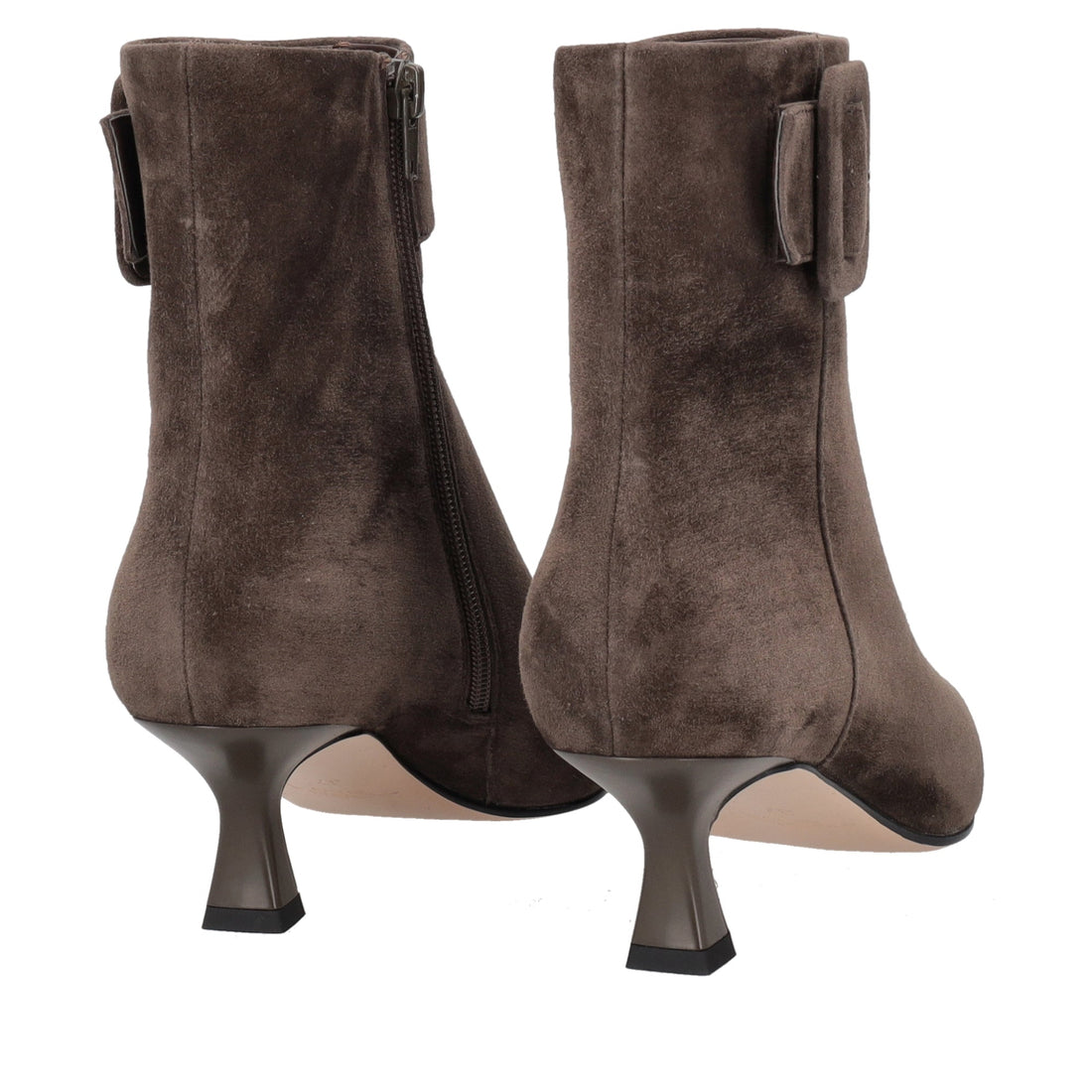 dark brown brigitte suede heeled ankle boot