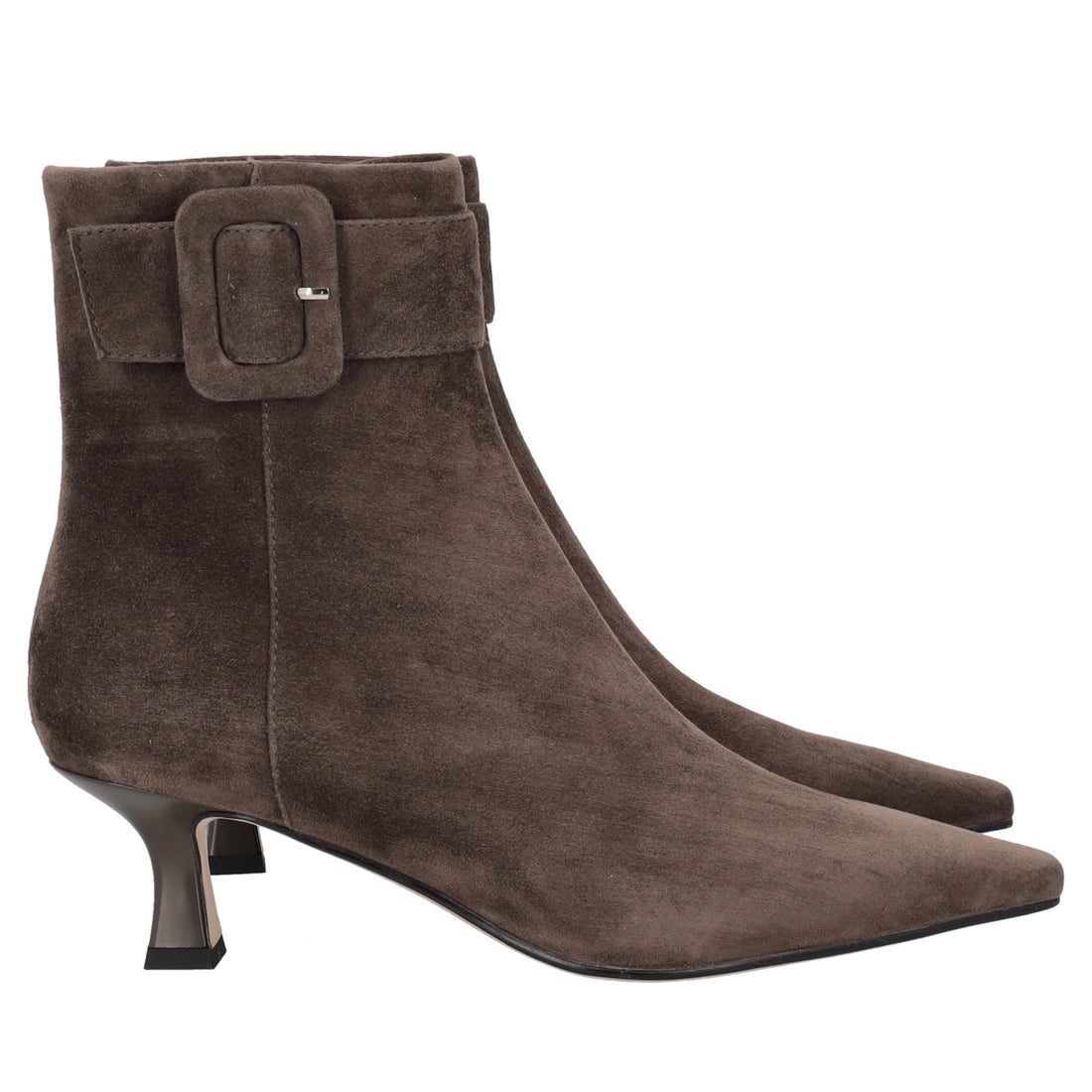 dark brown brigitte suede heeled ankle boot