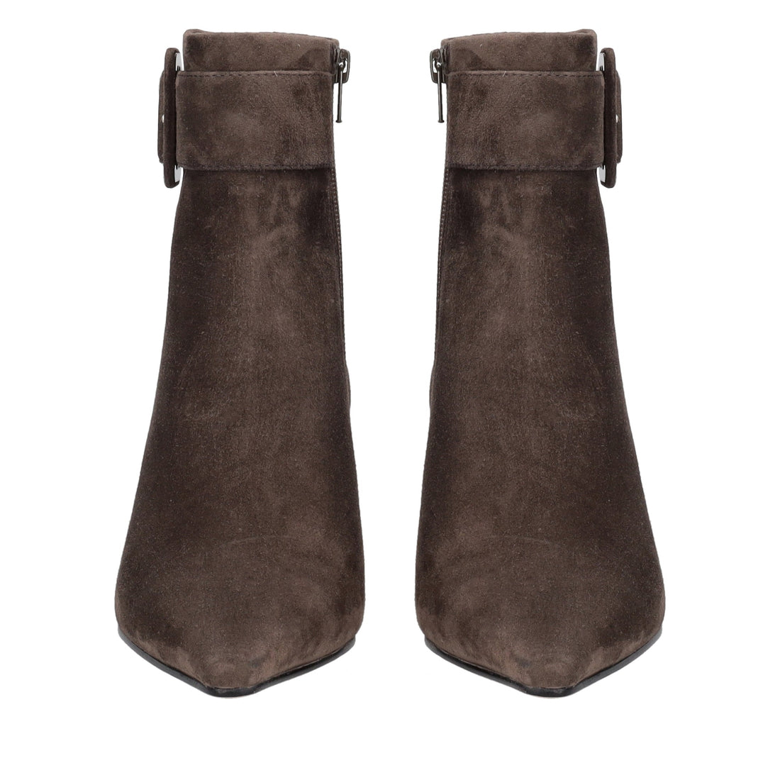 dark brown brigitte suede heeled ankle boot