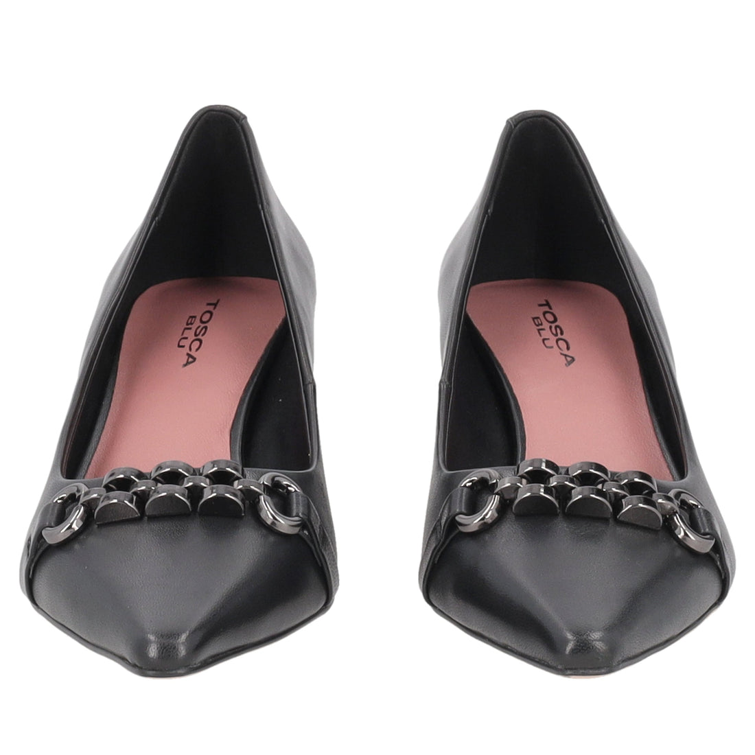 black brigitte leather pumps with accessory