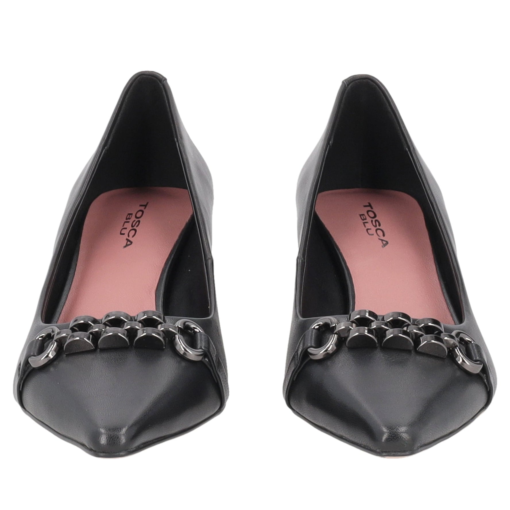 black brigitte leather pumps with accessory