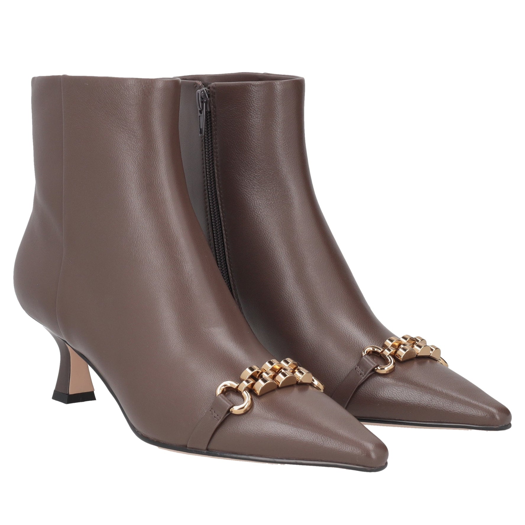 brown brigitte leather ankle boot with heel