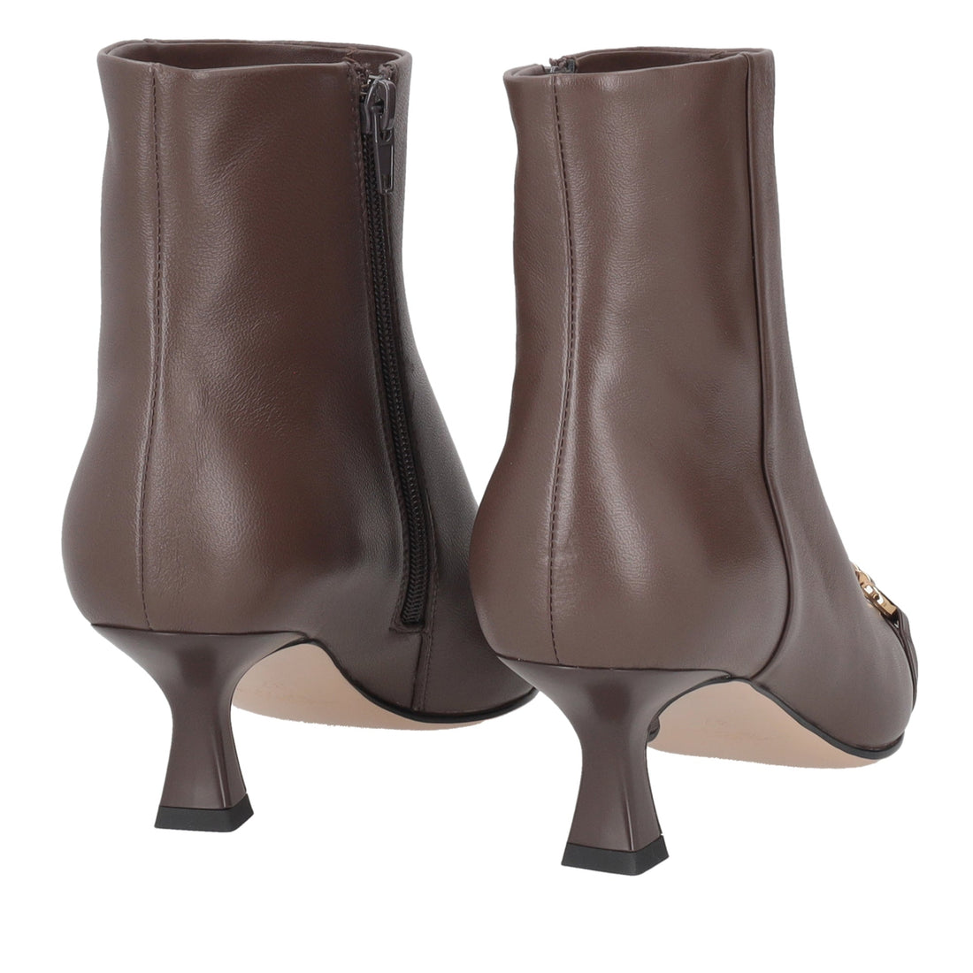 brown brigitte leather ankle boot with heel