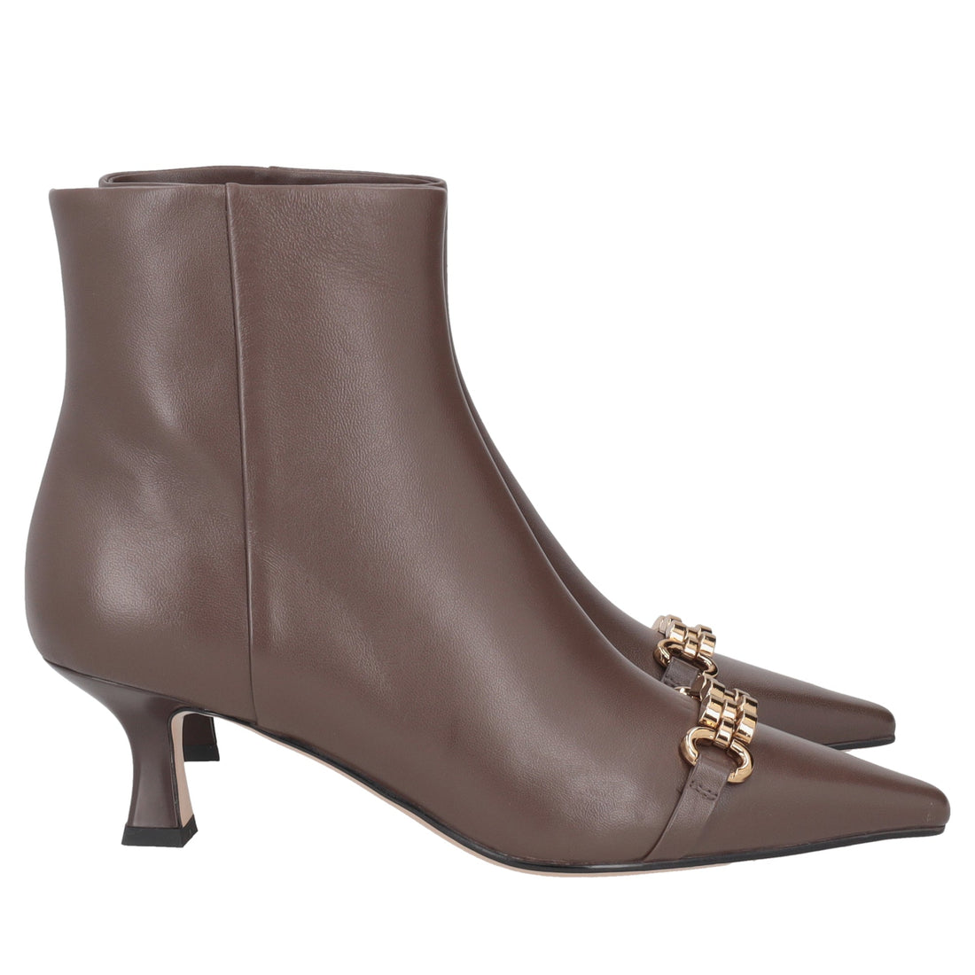 brown brigitte leather ankle boot with heel