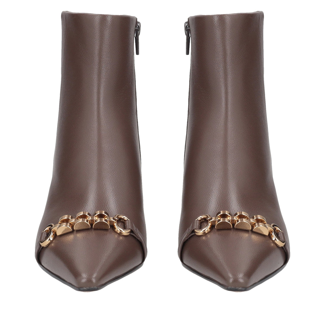brown brigitte leather ankle boot with heel