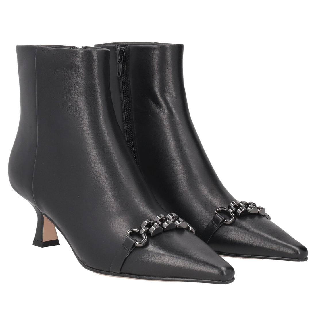 black brigitte leather ankle boot with heel