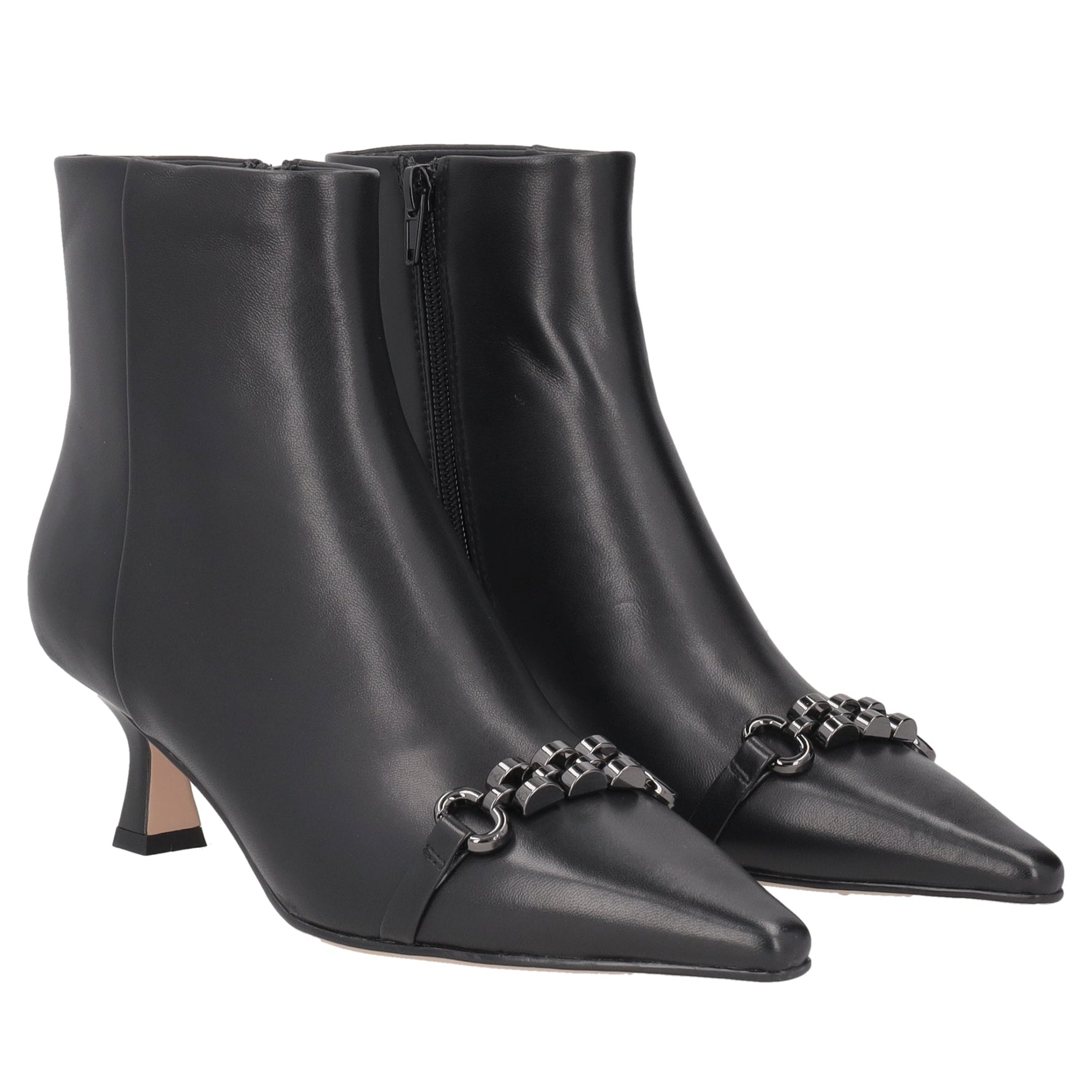 black brigitte leather ankle boot with heel