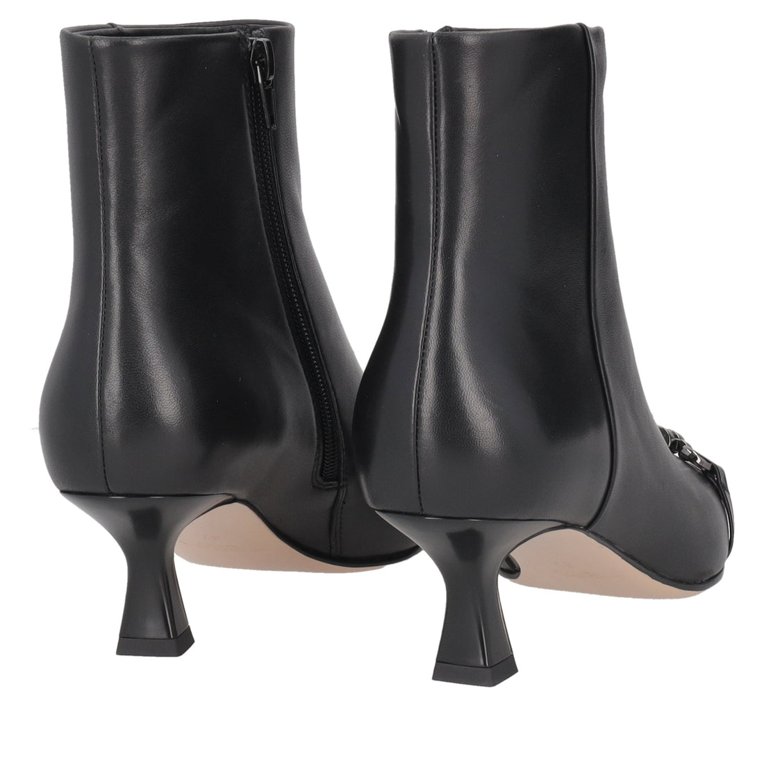 black brigitte leather ankle boot with heel