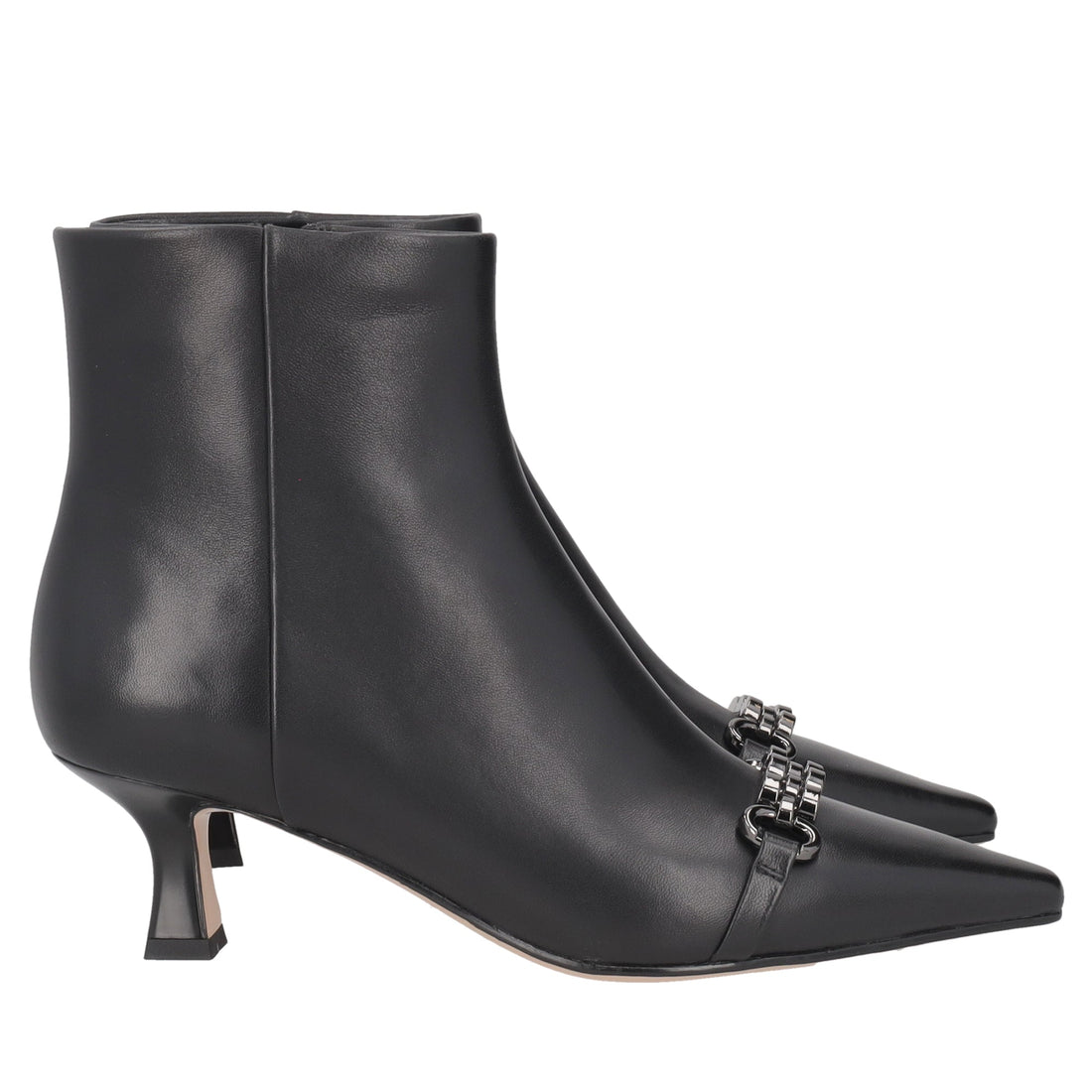black brigitte leather ankle boot with heel