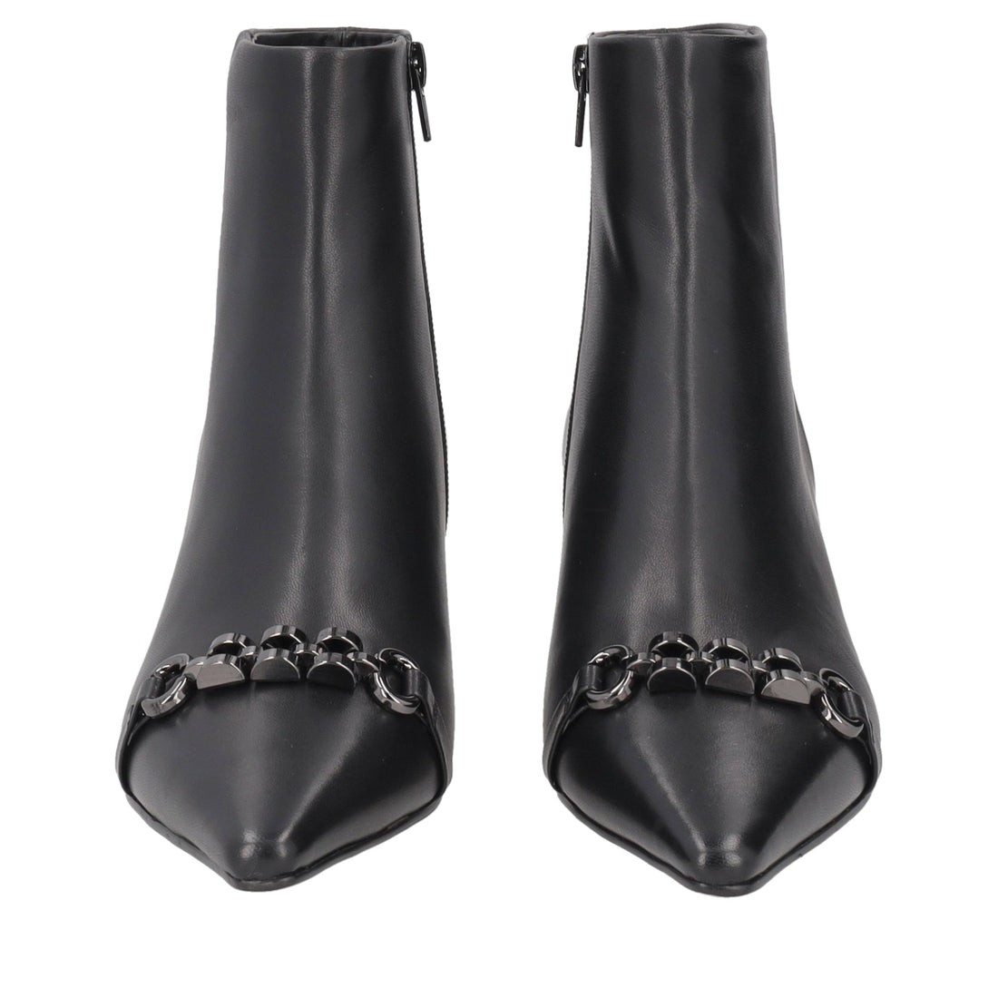 black brigitte leather ankle boot with heel