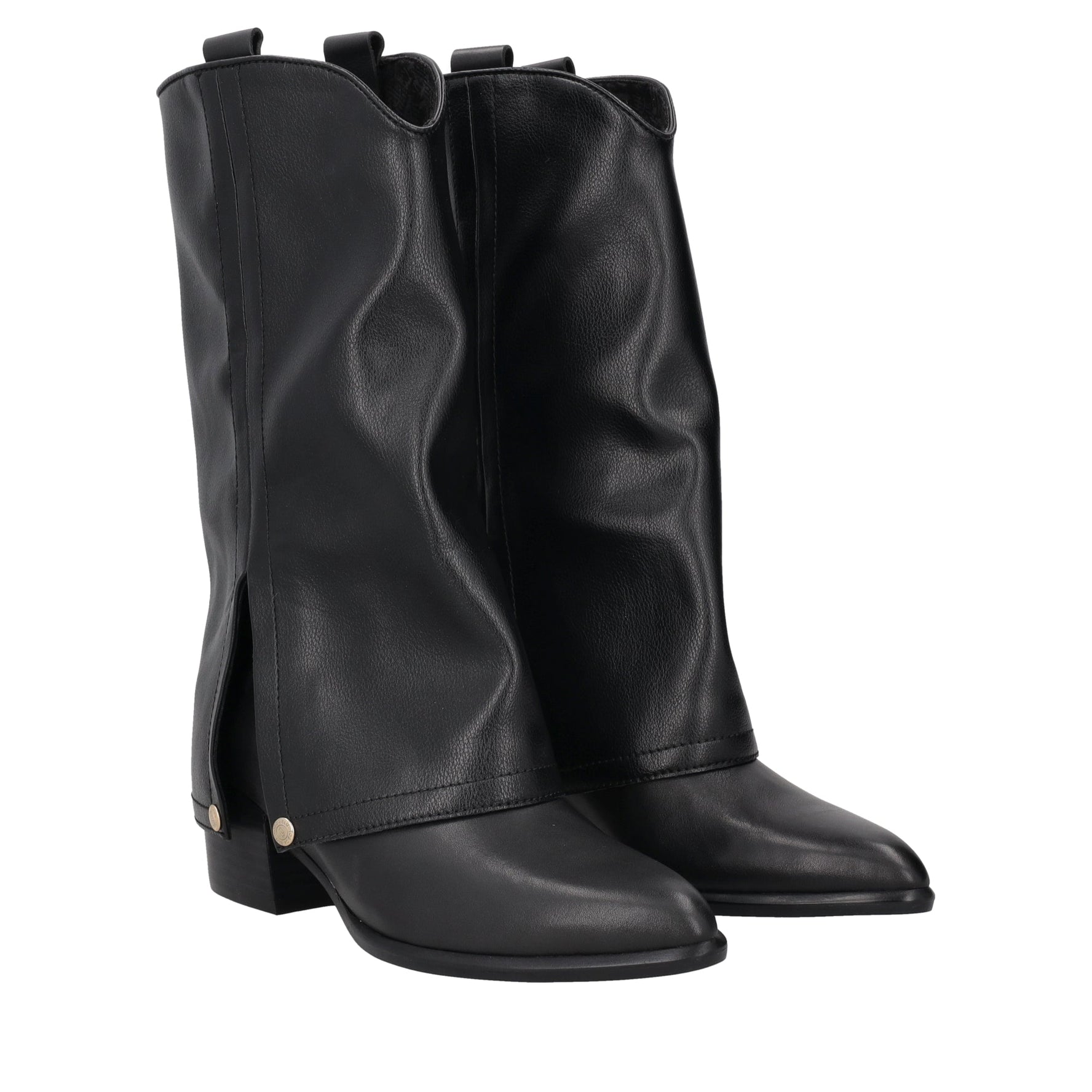 black giselle leather boot with studs