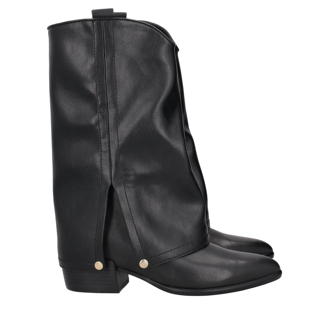 black giselle leather boot with studs