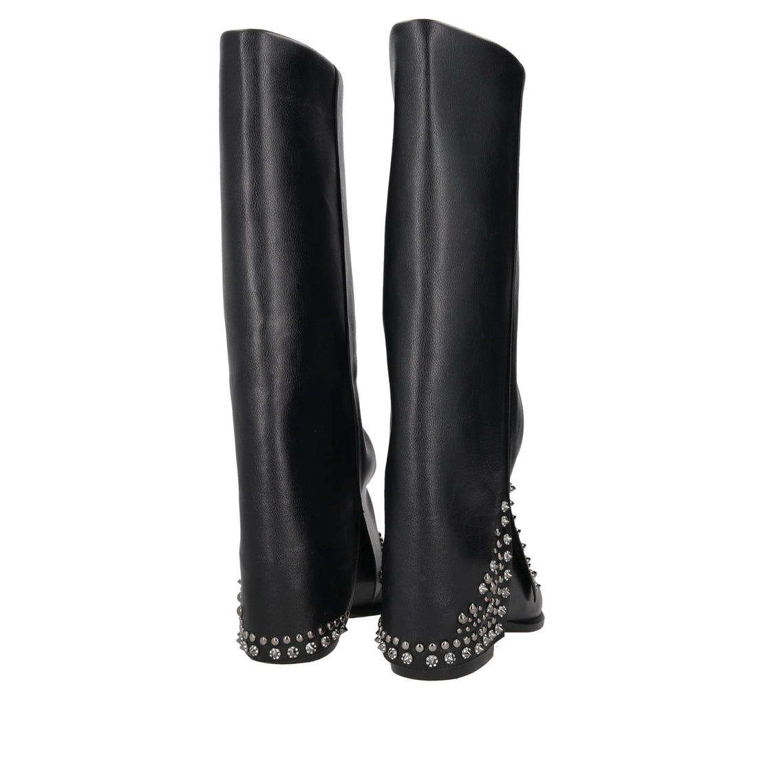 black giselle leather boot with studs