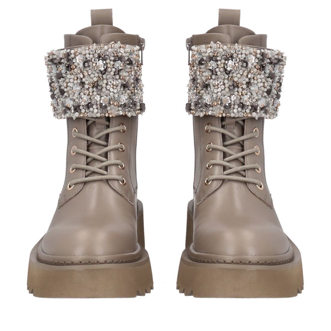mud lea combat boot with rhinestone band