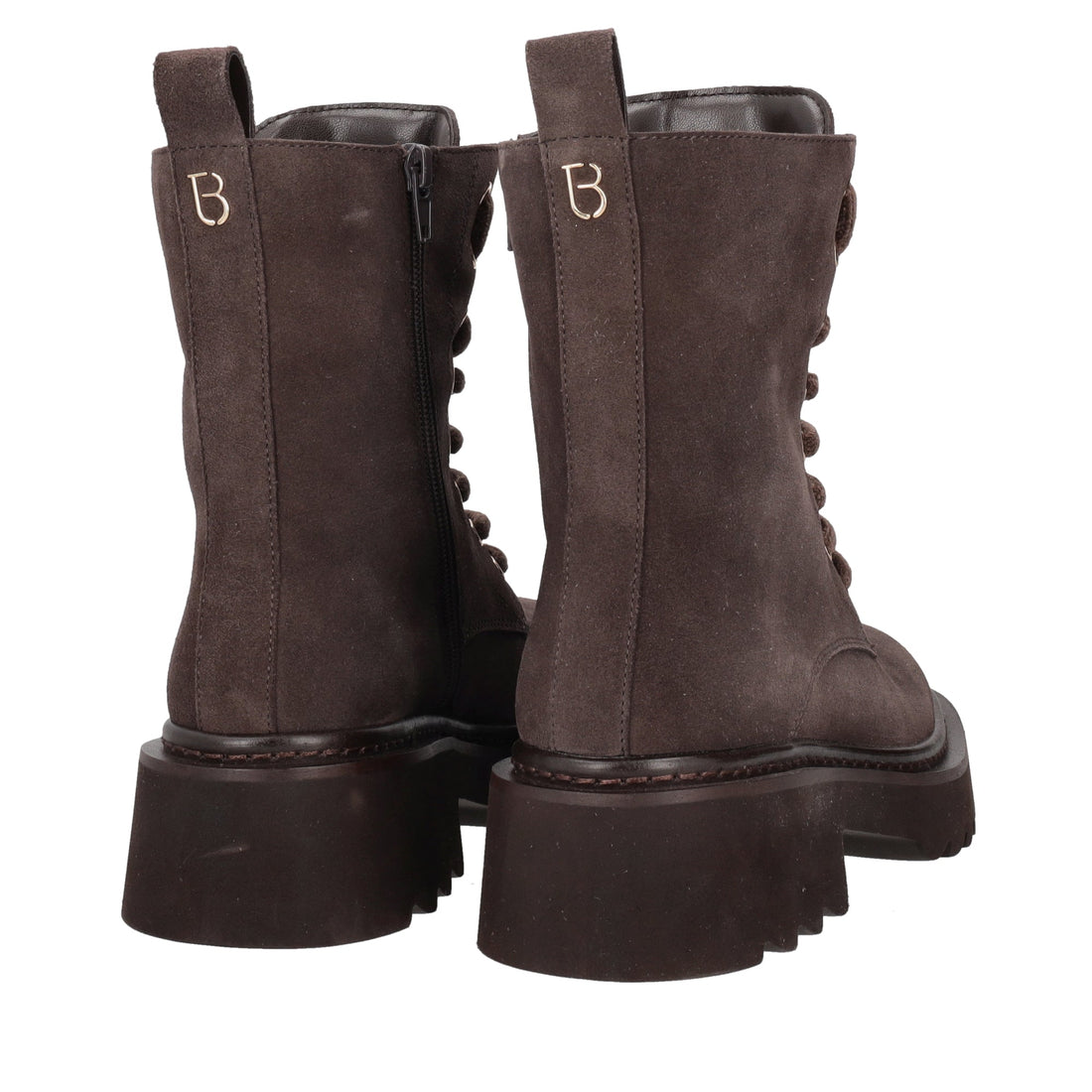 dark brown lea suede ankle boot with maxi accessory