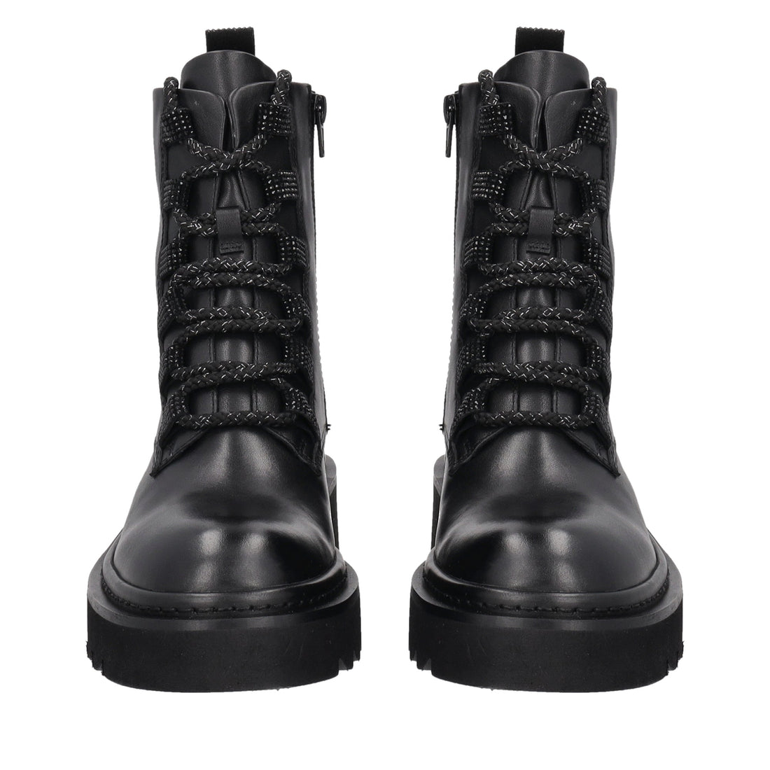 black lea leather half boot