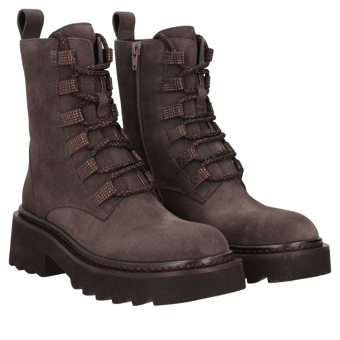 dark brown lea half boot in suede