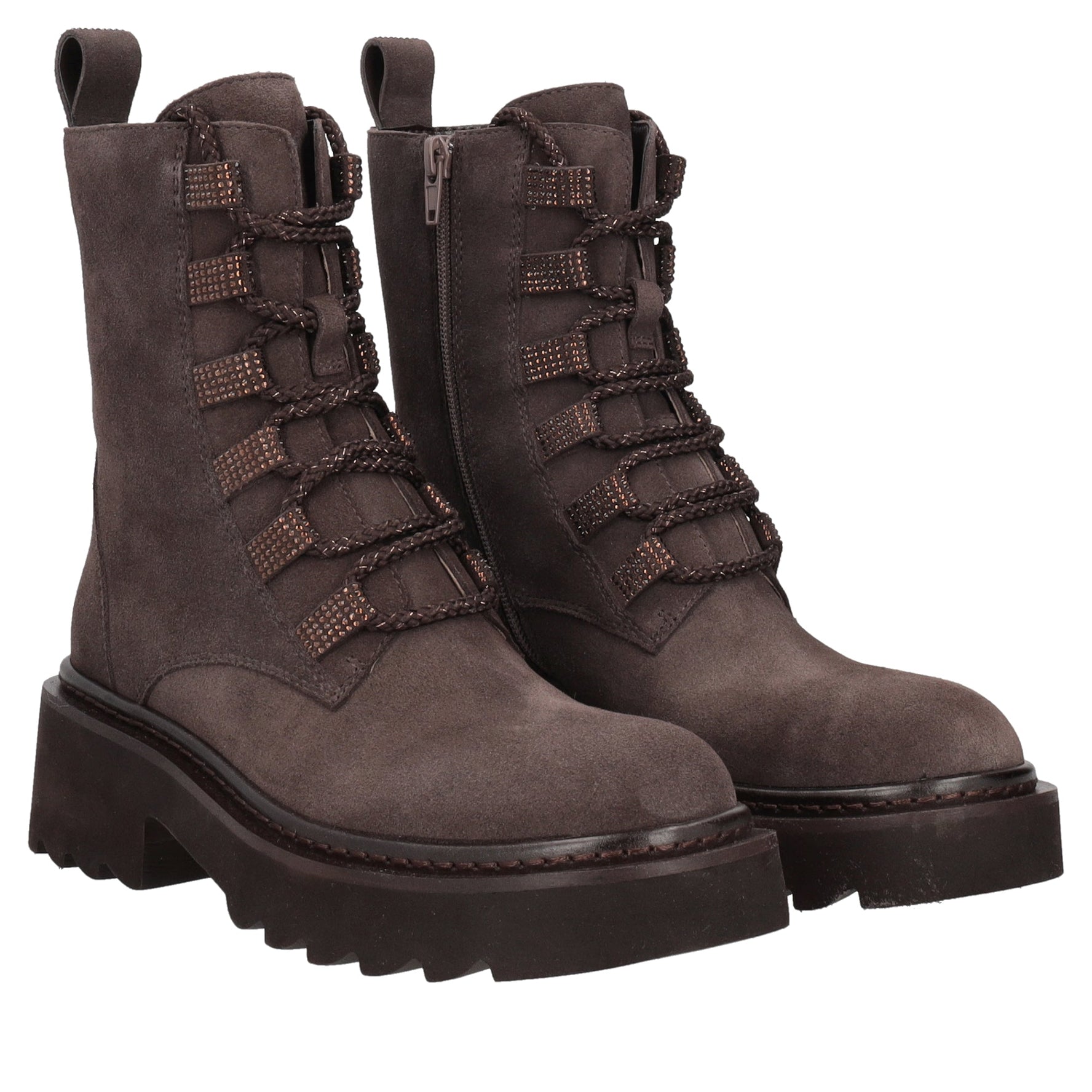 dark brown lea half boot in suede