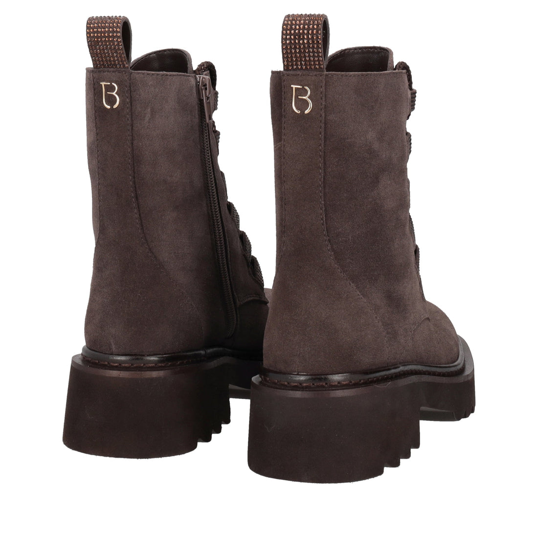 dark brown lea half boot in suede