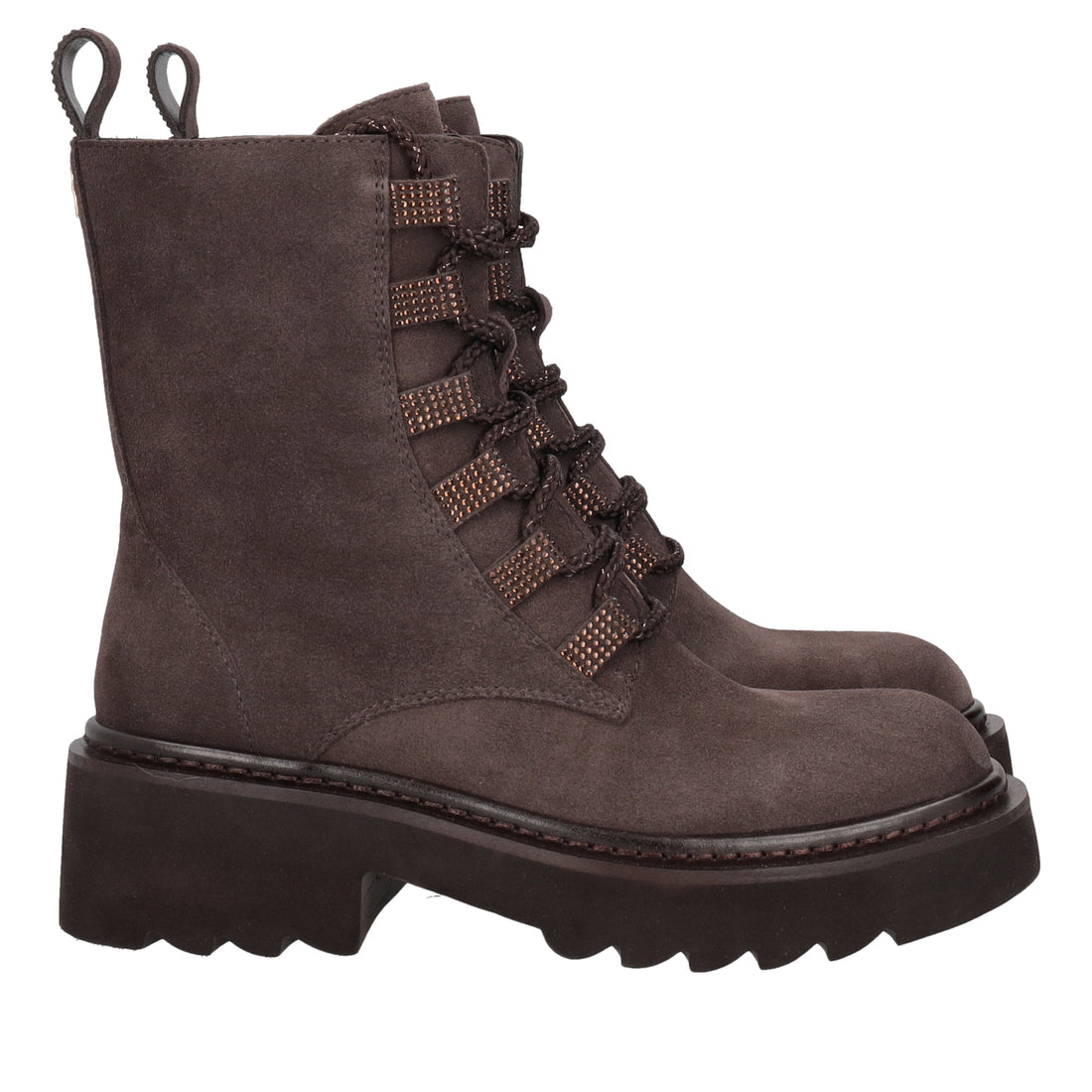 dark brown lea half boot in suede