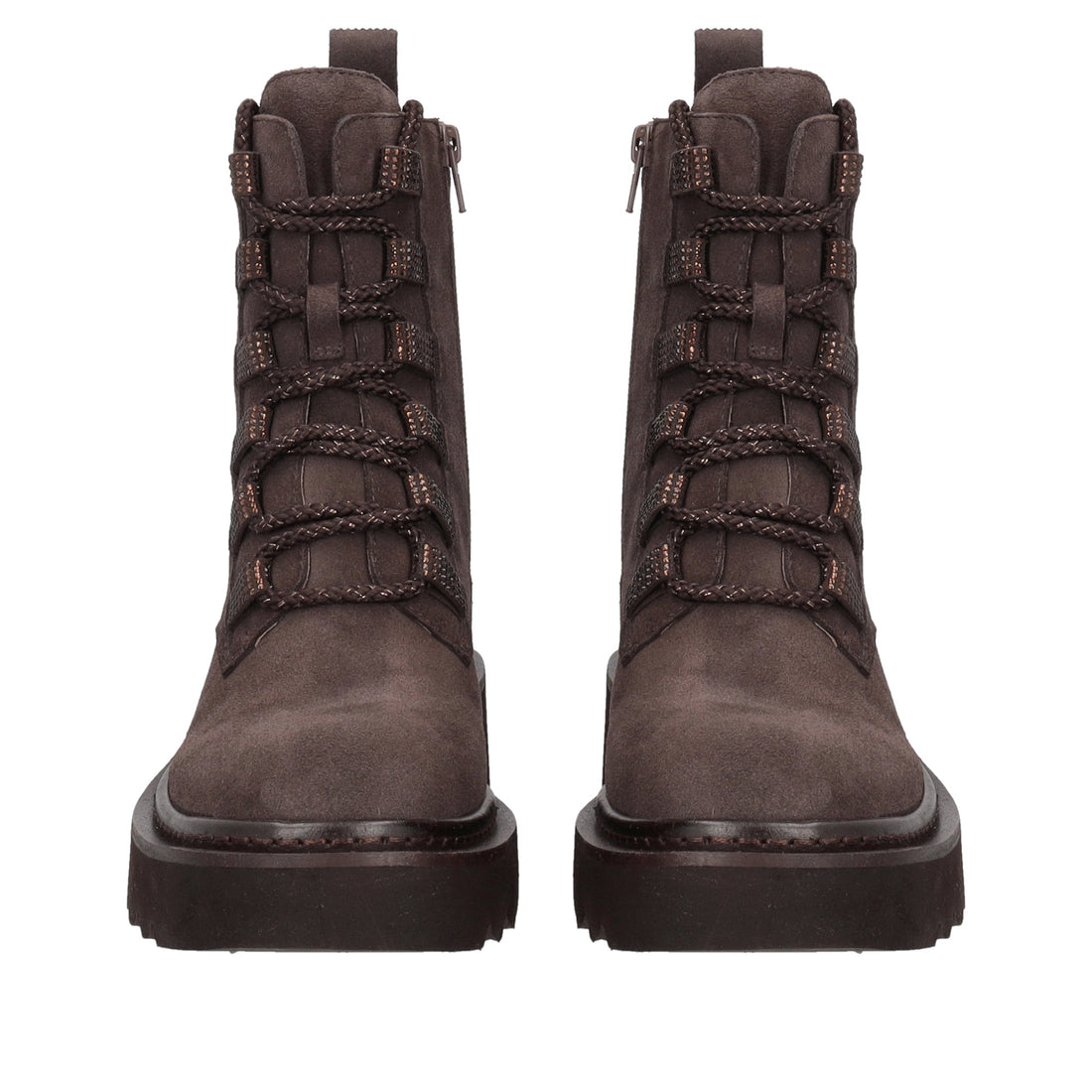 dark brown lea half boot in suede